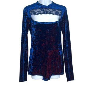 We Are HAH Hot as Hell Crushed Velvet Long sleeve Saffire&Ruby lace NWT M Whimsy